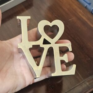 LOVE Chrome Metal Pop Art Paperweight Sculpture Vtg 70s MCM Steel